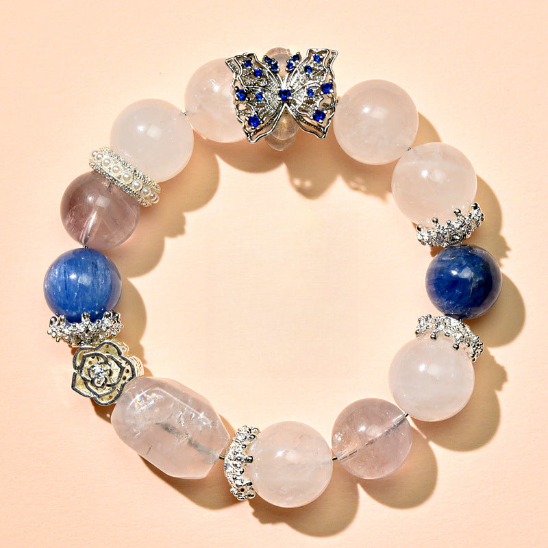 White Ghost Crystal Bracelet Micro-inlaid Butterfly Moonstone Running Ring Fashion Design Women's Bracelet