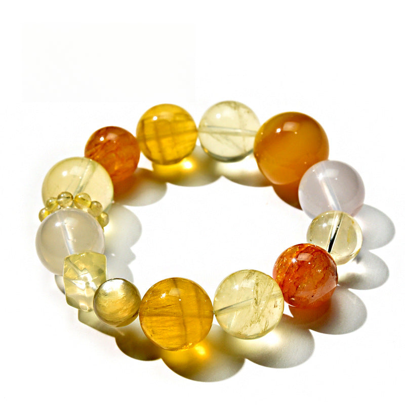 Lucky Duobao Crystal Bracelet Citrine Gold Lithium Xanthate Flower Milk White Crystal Natural Crystal