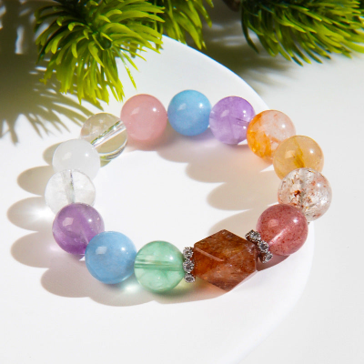 Natural Duobao amethyst bracelet design sense black gold super seven with type beaded jewelry candy color crystal bracelet