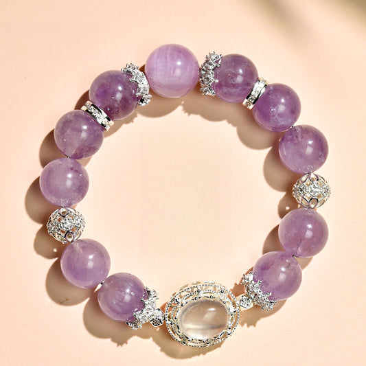 Natural lavender amethyst fashion original bracelet color retention micro-inlaid egg surface magic box women's bracelet